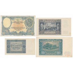 Zestaw banknotów Okupacji i 100 złotych 1919 (4szt)