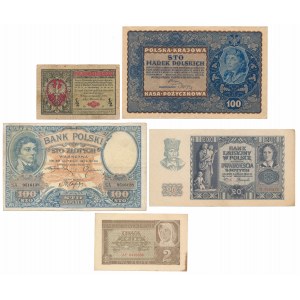 Banknotensatz von 1916-1941 (5 Stück)