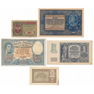 Sada bankovek z let 1916-1941 (5ks)