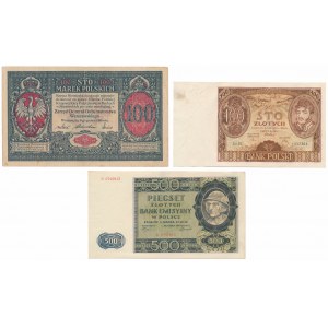 Satz polnischer Banknoten 1916-1940 (3Stück)