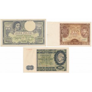 Satz polnische Banknoten 1919-1940 - schöne Suchen (3pc)