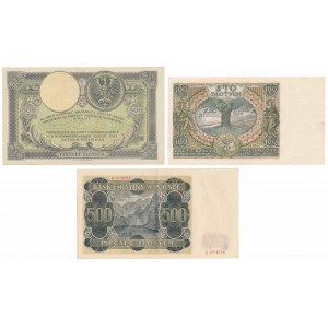 Zestaw banknotów polskich 1919-1940 - ładne szuki (3szt)