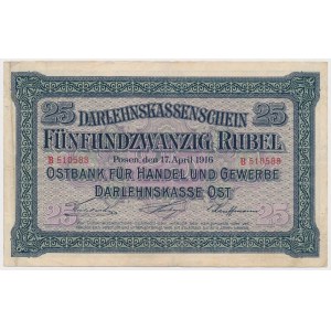 Poznaň, 25 rublů 1916 - B - vzácný nominál