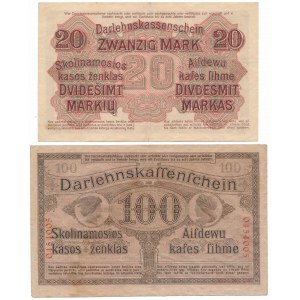 Kaunas, 20 und 100 Mark 1918 - Satz (2 Stck.)