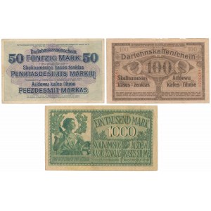 Kaunas, 50, 100 und 1.000 Mark 1918 - Satz (3 Stck.)