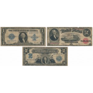 USA, 1 & 2 Dollars 1899-1923 (3pcs)