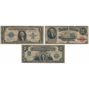 USA, 1 und 2 Dollars 1899-1923 (3Stück)