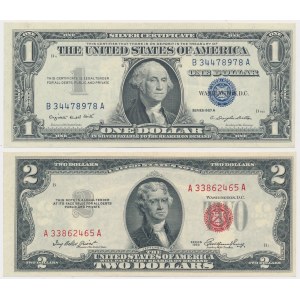 USA, 1 dolar 1957 a 2 dolary 1953 - sada (2ks)
