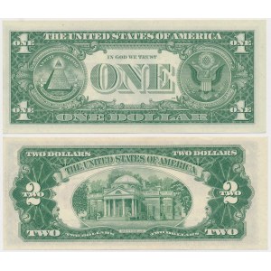 USA, 1 Dollar 1957 und 2 Dollars 1953 - Satz (2Stück)