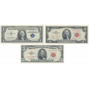 USA, 1 - 5 dolárov 1957-1963 - sada (3ks)