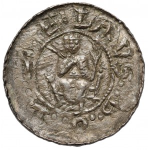 Boleslaw III. von Wrymouth, Denarius - Fürst auf dem Thron - 2x BOLEZLAVS