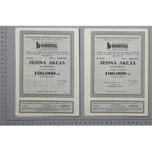 BUDOSTAL Przedsiębiorstwo Budownictwa Specjalistycznego, Em.1 i Em.2, 100.000 zł 1991 (2szt)