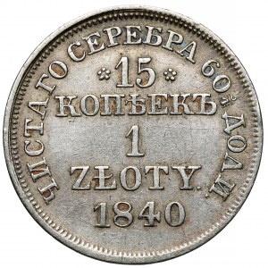 15 kopějek = 1 zlotý 1840 MW, Varšava