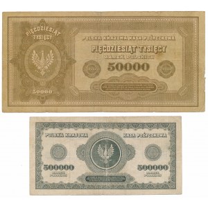 50.000 mkp 1922 und 500.000 mkp 1923 - Satz (2 St.)