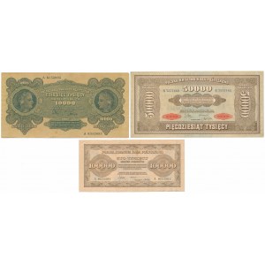 Sada 10 000, 50 000 mkp 1922 a 100 000 mkp 1923 (3 ks)