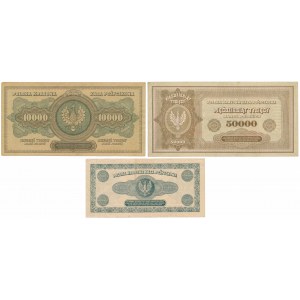 Sada 10 000, 50 000 mkp 1922 a 100 000 mkp 1923 (3 ks)