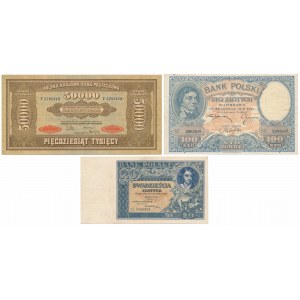 Zestaw banknotów polskich 1919-1931 (3szt)