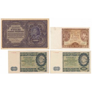 Satz polnischer Banknoten 1919-1940 (4Stück)