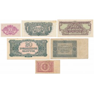 Satz polnischer Banknoten 1941-1946 (6Stück)