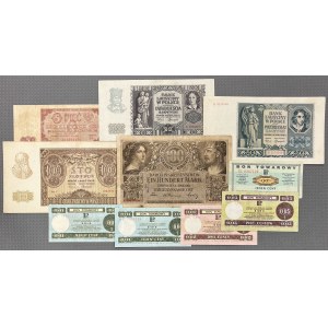 Sada polských bankovek 1918-1948 včetně PEWEX (10 kusů)