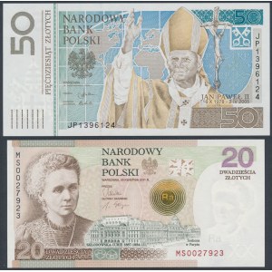 Sammler-Banknoten - Johannes Paul II. und M. Skłodowska-Curie in NBP-Mappen (2 St.)