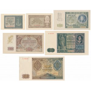 Zestaw banknotów okupacyjnych 1940-41 (6szt)
