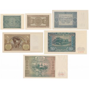 Zestaw banknotów okupacyjnych 1940-41 (6szt)