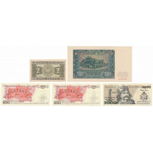 Poľské bankovky vrátane bankoviek tlačených PRL (5ks)