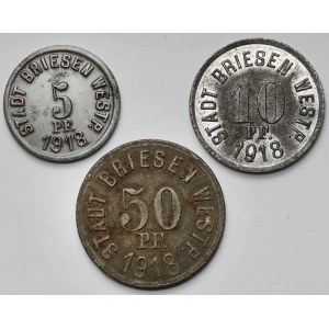 Briesen (Wąbrzeźno) 5-50 fenig 1918 - Satz (3 Stck.)