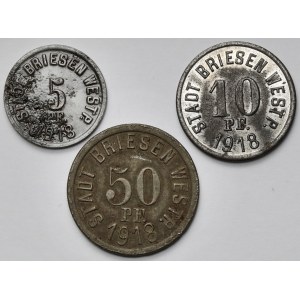 Briesen (Wąbrzeźno) 5-50 fenigów 1918 - zestaw (3szt)