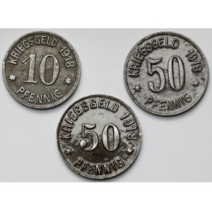 Oberglogau (Głogówek) 10-50 fenigów 1918 - zestaw (3szt)