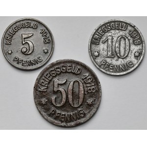 Loslau (Wodzisław Śląski) 5-50 fenigów 1918 - zestaw (3szt)