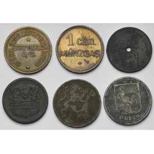 Polen (Luban Śląski, Bytom, Oława, Grudziądz, Legnica und Poznań?) Gasmünzen ohne Datum (Anfang 20. Jahrhundert) - Satz (6 St.)