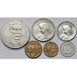 2 mince - 10 zlatých 1923-1933 vrátane Traugutta a Ženy s ušami - sada (6ks)