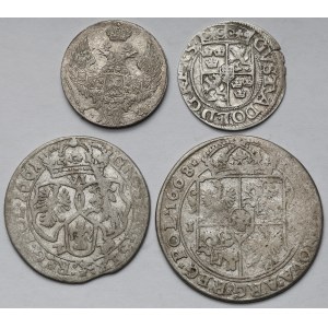 Jan II Kazimír, Ort a šestipence 1661-1668, půlpence 1623 a 10 haléřů 1840 - sada (4ks)