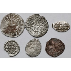 Europa, zestaw monet srebrnych i bilonowa (6szt)