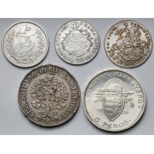 Evropa, sada stříbrných mincí (5 ks)