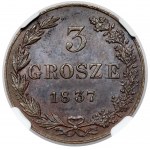 3 Grosze 1837 MW - Neuprägung Warschau - B.RARE