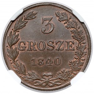 3 grosze 1840 MW, Warszawa - PIĘKNE