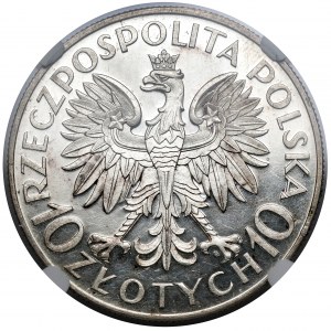 PRÓBA 10 złotych 1933 Sobieski - LUSTRZANY bez napisu PRÓBA