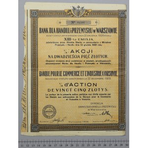 Bank dla Handlu i Przemysłu, Em.13, 1/4 akcji na 25 zł 1928