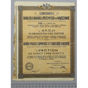 Bank for Trade and Industry, Em.13, 1/4 akcie za 25 liber 1928.