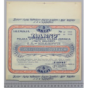 Poľská továreň na zdravý chlieb a valcový mlyn ZIARNO, 5x 10 zl 1928