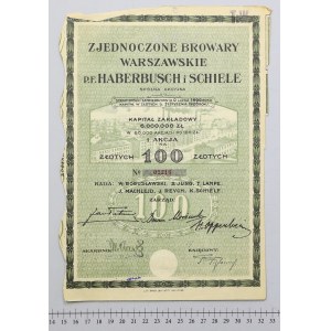 Vereinigte Warschauer Brauereien p.f. HABERBUSCH und SCHIELE, Em.1, PLN 100