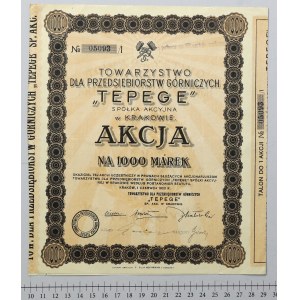 TEPEGE Tow. pro důlní podniky, 1 000 mkp 1923