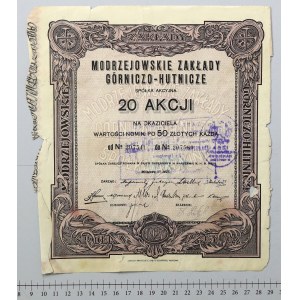 Modrzejowskie Zakłady Górniczo-Hutnicze, 20x 50 zl. 1927