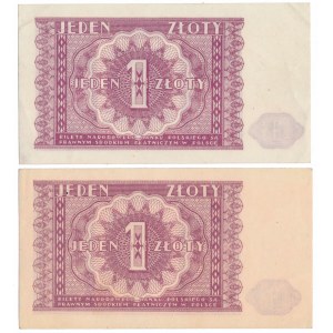 1 złoty 1946 - odmiany kolorystyczne (2szt)