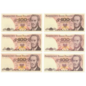 100 złotych 1976-1988 - MIX serii (6szt)