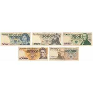 Zestaw 1.000 - 50.000 zł 1975-1989 - A (5szt)