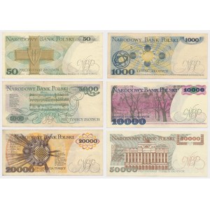 Zestaw 50 - 50.000 zł 1975-1989 - AA (6szt)